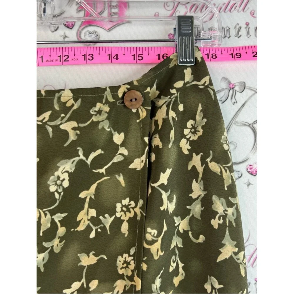 Jessica skirt vintage floral light cream white Olive Green Floral Midi Skirt